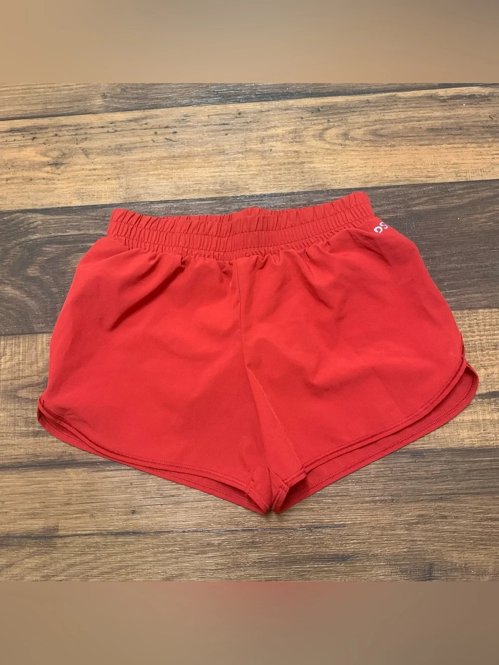 DSG Girls Solid Red Mid Rise Athletic Stride Shorts Size S 8-9 Built In Brief